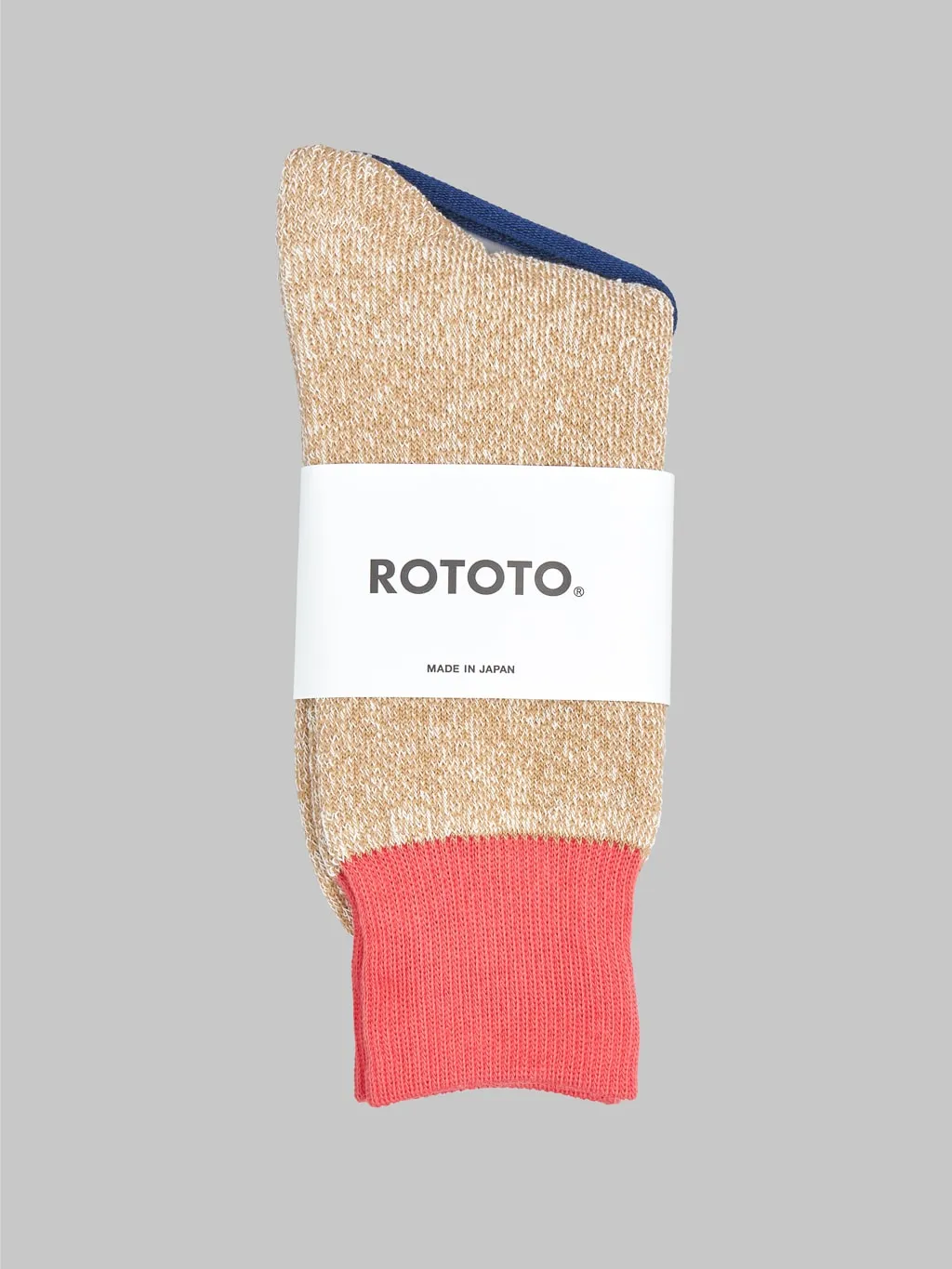 ROTOTO Double Face Crew Socks "Silk & Cotton" Bittersweet/Beige