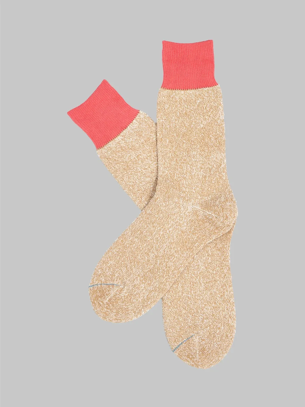 ROTOTO Double Face Crew Socks "Silk & Cotton" Bittersweet/Beige