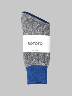 ROTOTO Double Face Crew Socks "Silk & Cotton" Blue/Grey