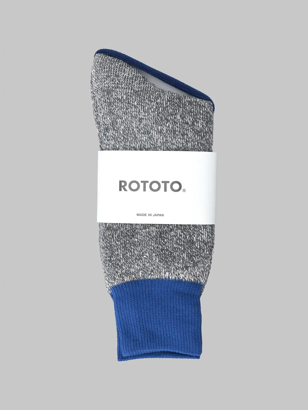 ROTOTO Double Face Crew Socks "Silk & Cotton" Blue/Grey