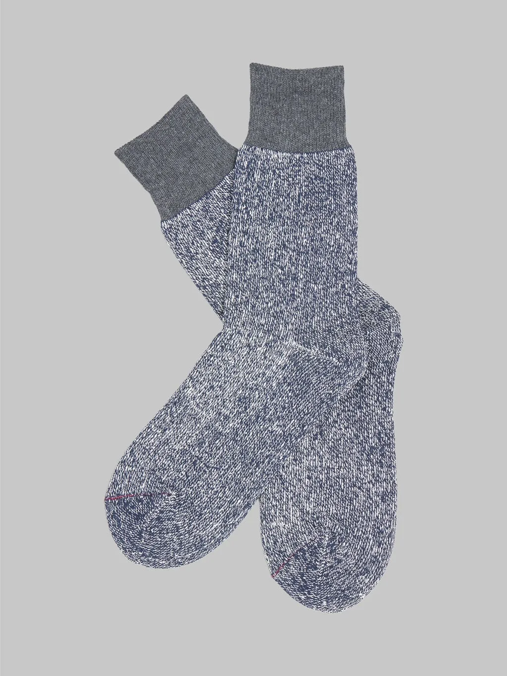 ROTOTO Double Face Crew Socks "Silk & Cotton" Dark Grey/Navy