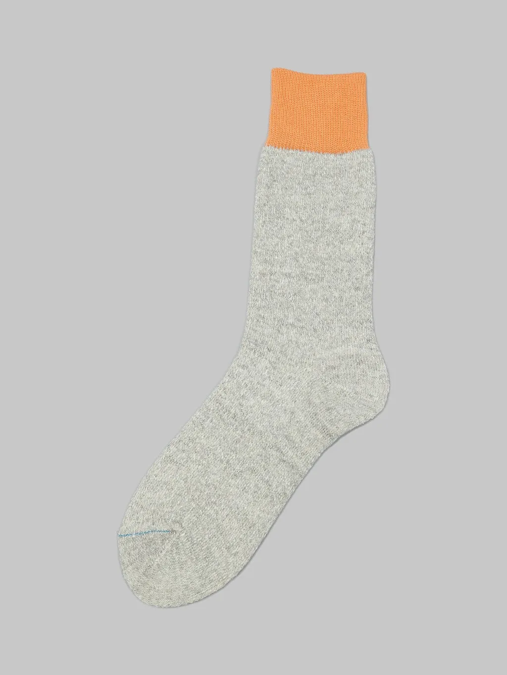 ROTOTO Double Face Crew Socks "Silk & Cotton" Light Orange/Light Grey