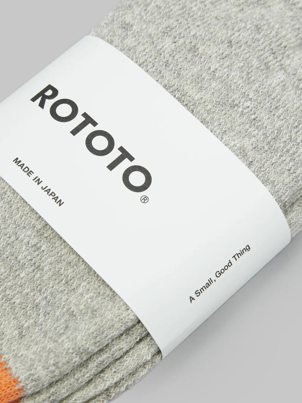 ROTOTO Double Face Crew Socks "Silk & Cotton" Light Orange/Light Grey