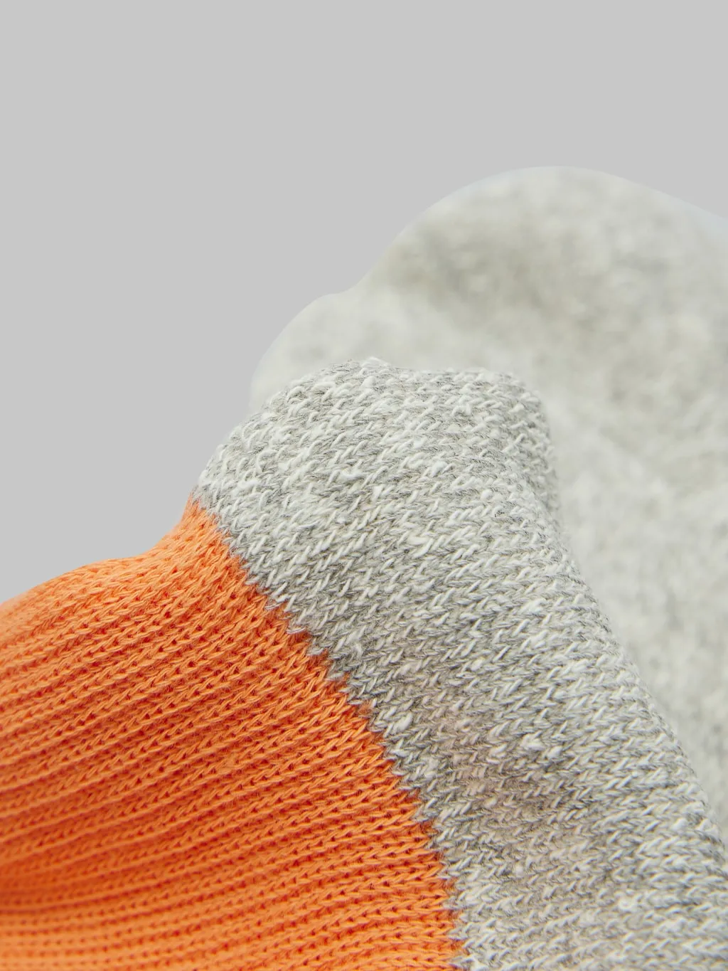 ROTOTO Double Face Crew Socks "Silk & Cotton" Light Orange/Light Grey