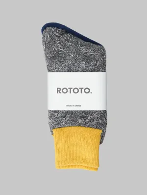 ROTOTO Double Face Crew Socks "Silk & Cotton" Yellow/Charcoal