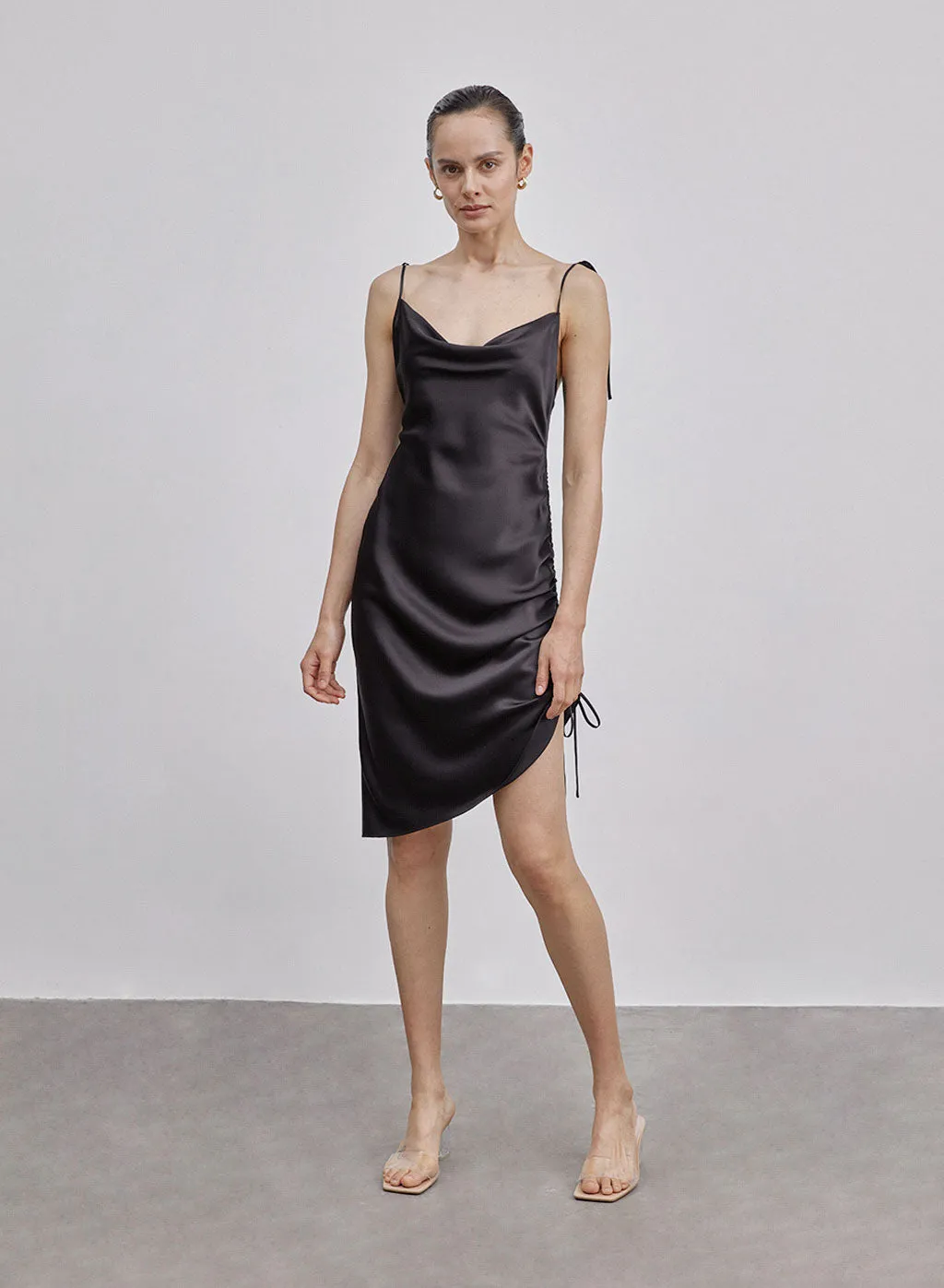 Ruched Single-Side Drawstring Bodycon Dress