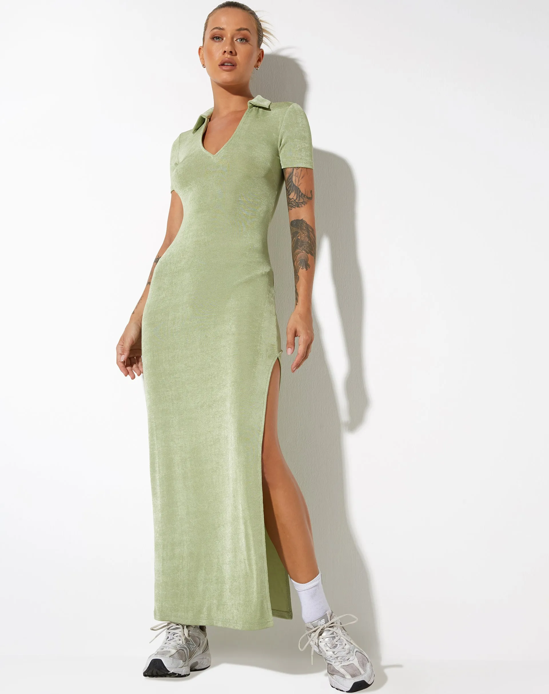 Savita Maxi Dress in Crepe Seafoam Green