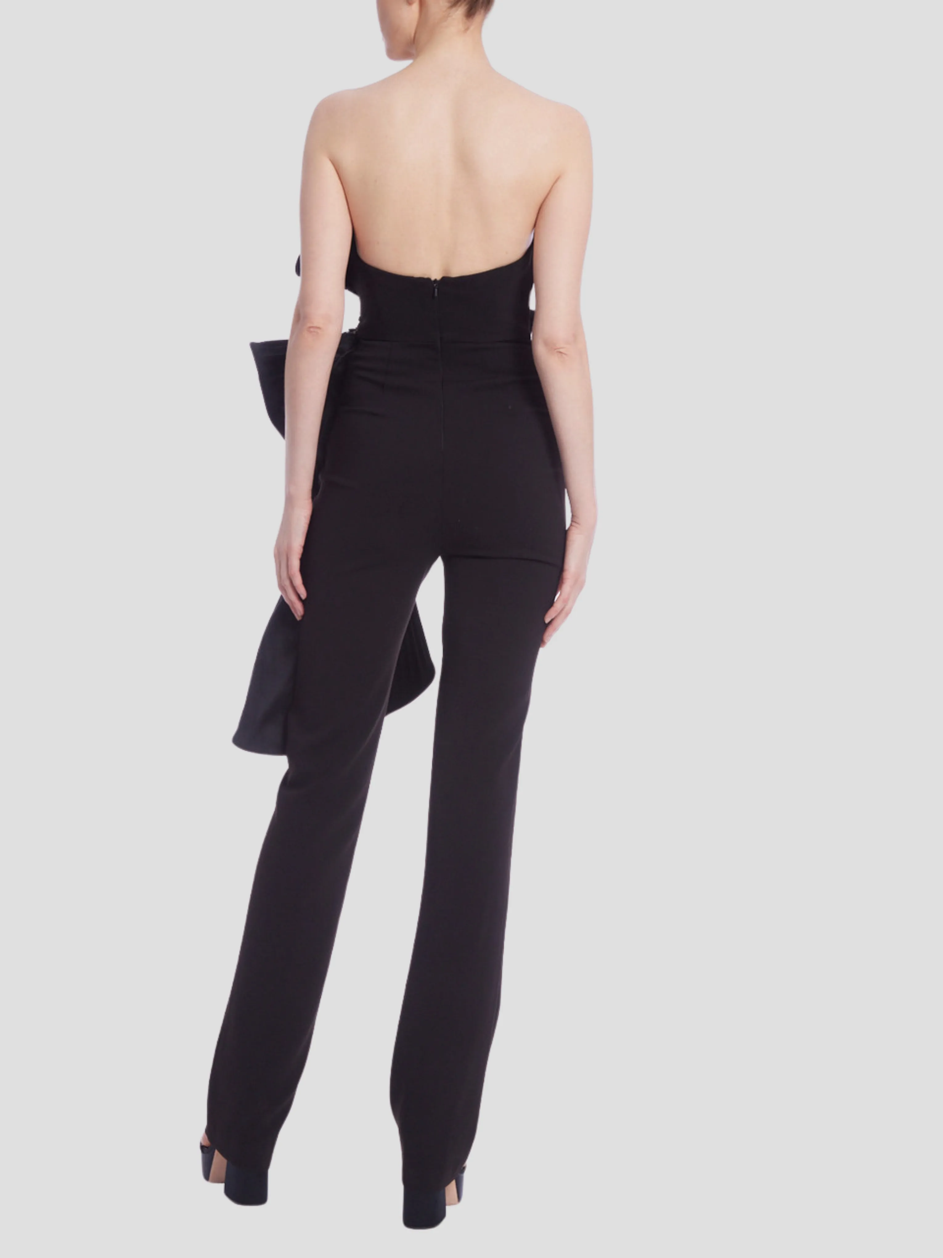 Sculptural Strapless Fitted Jumpsuit in Black