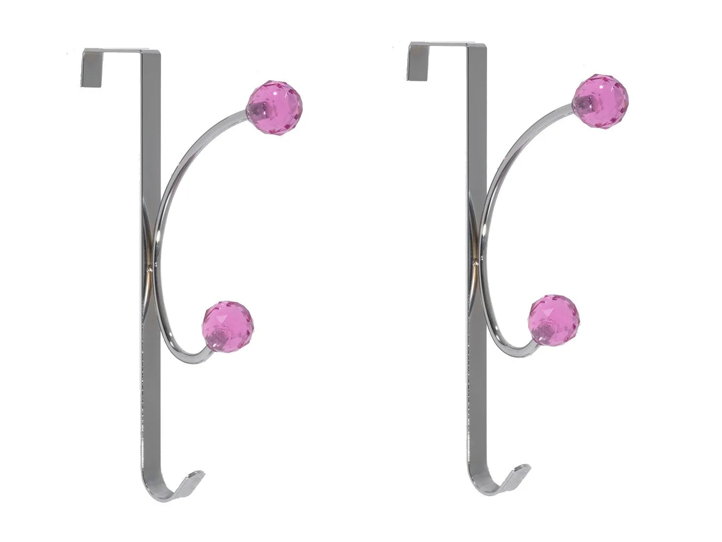 Set of 2 Modern Over Door Hook, Hot Pink Crystale Hooks