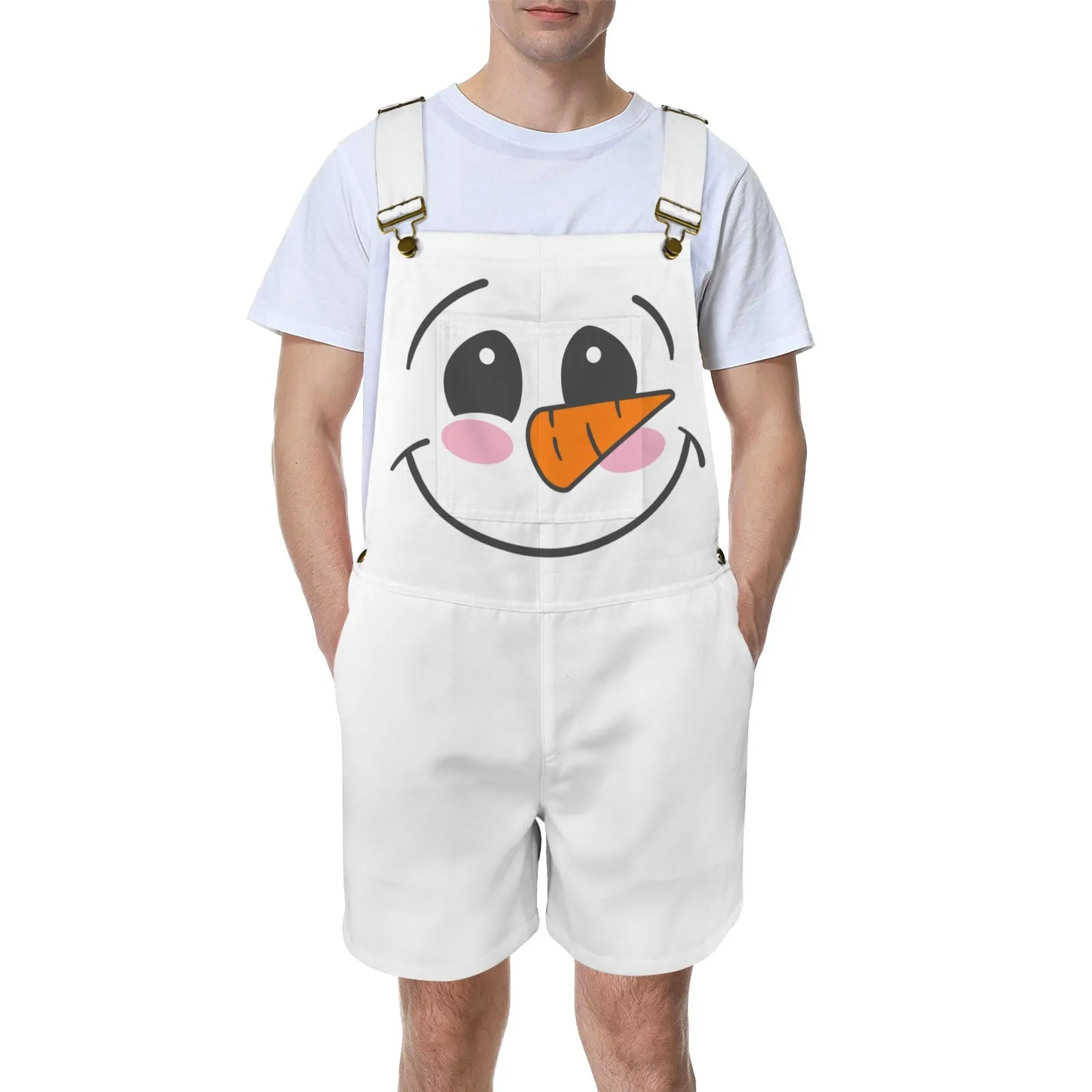 Snowman Smile Unisex Shorts Suspender Jumpsuit