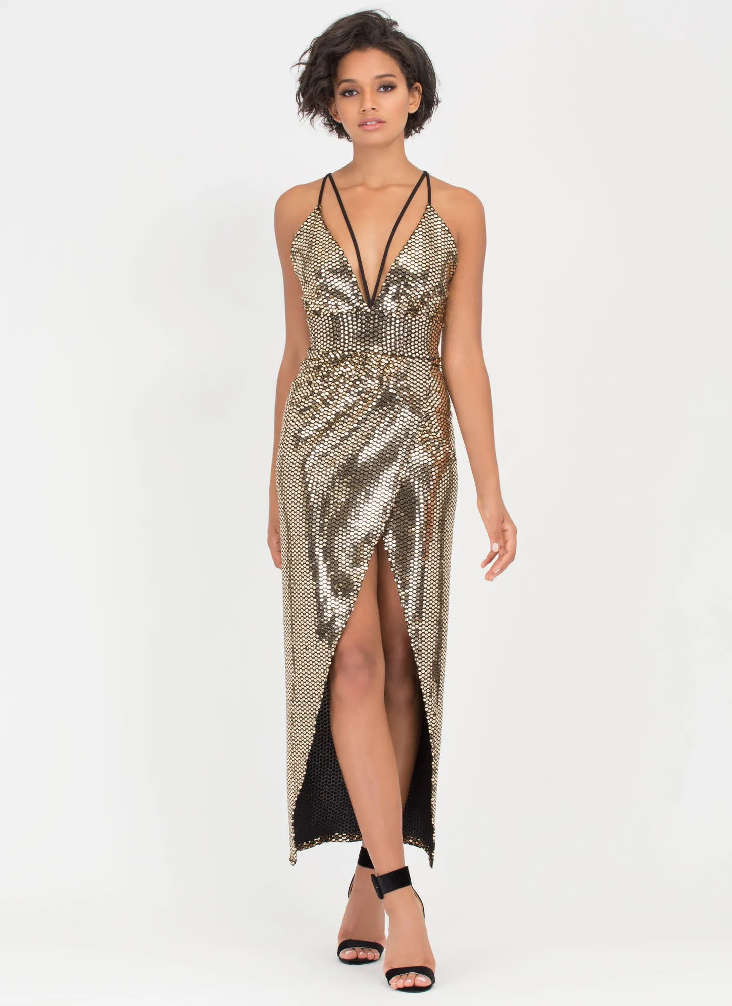 Sparkle With Me Plunging Maxi Dress