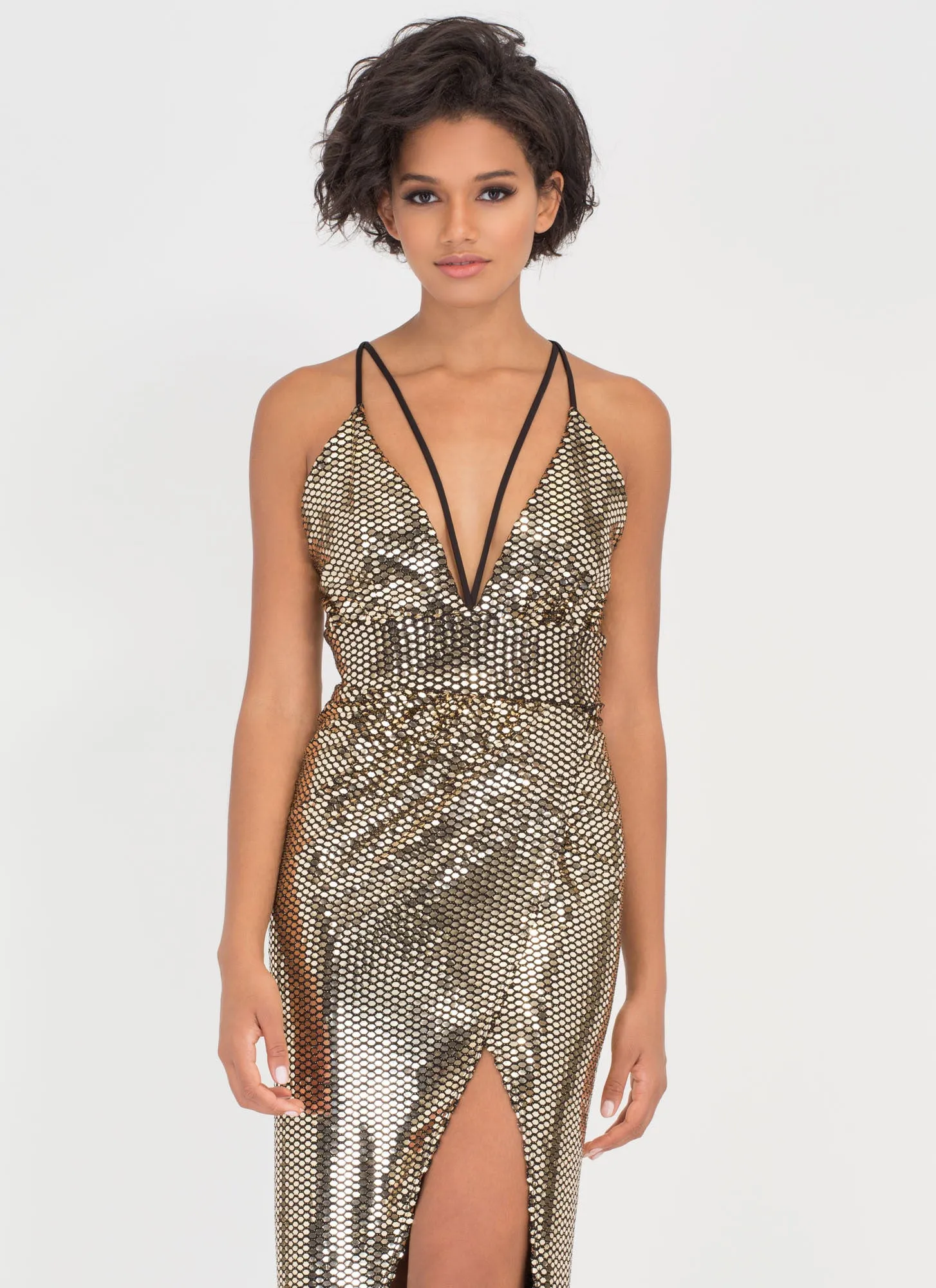 Sparkle With Me Plunging Maxi Dress