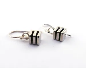 Square Layer Drop Earrings in Sterling Silver