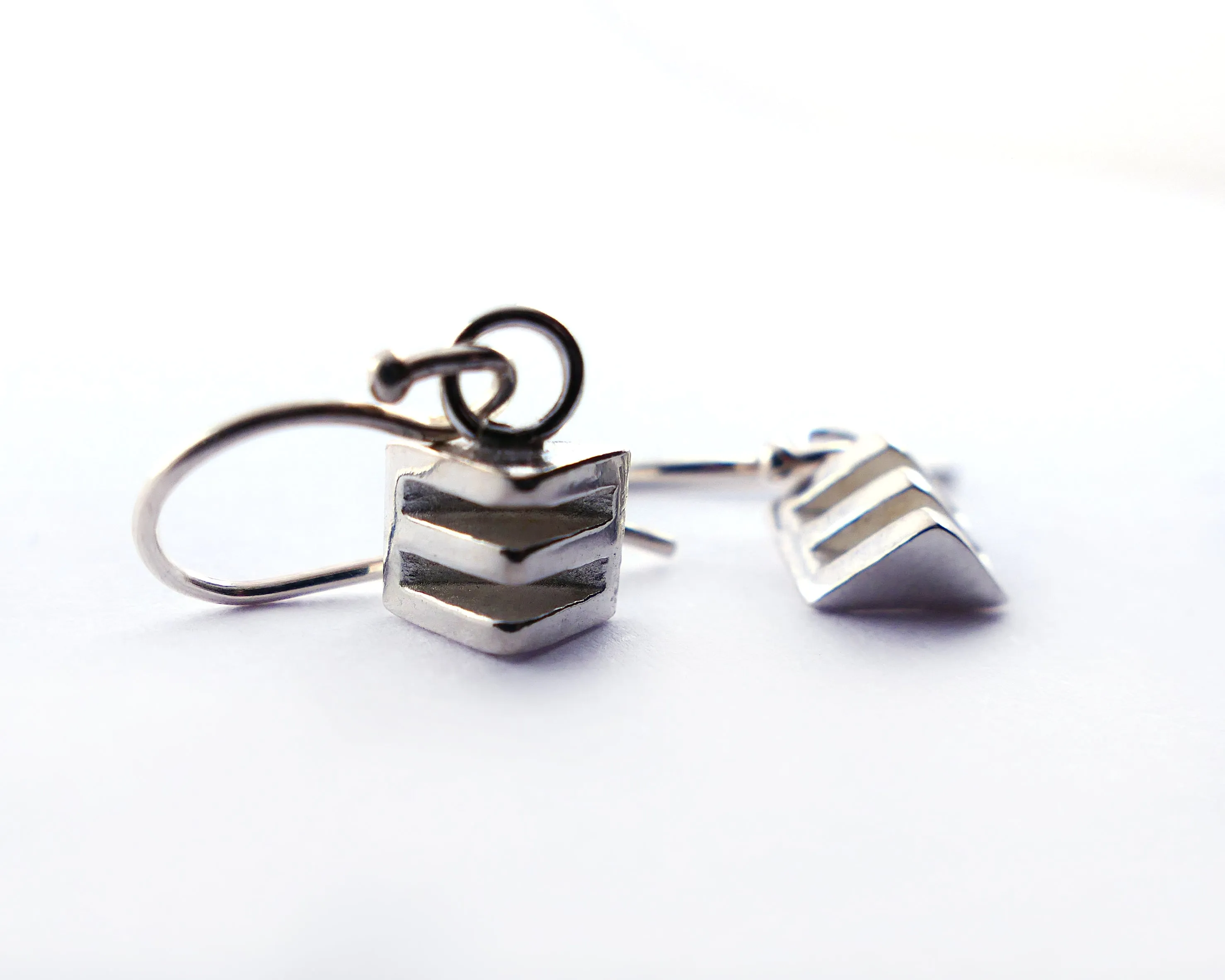 Triangle Layer Drop Earrings in Sterling Silver