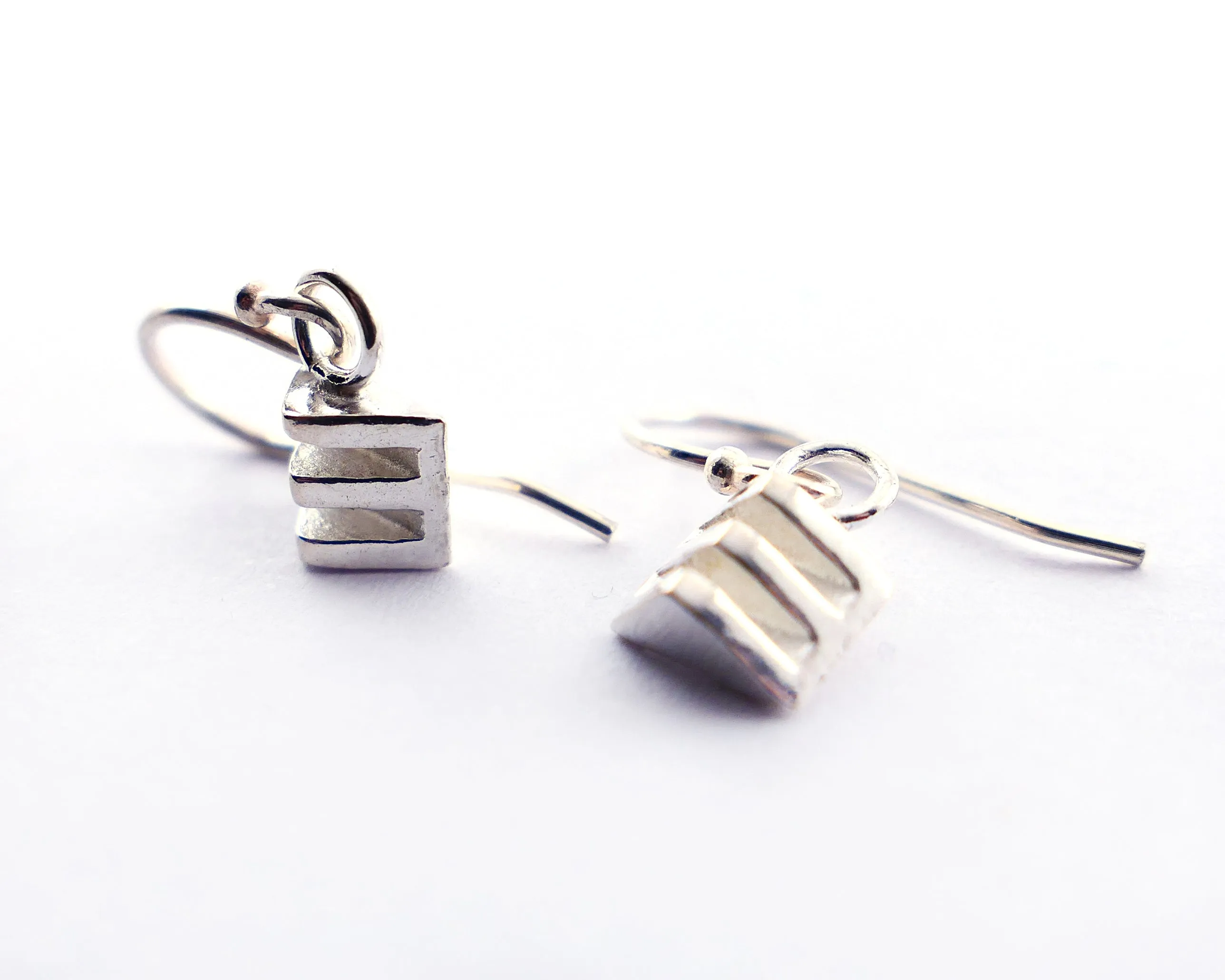 Triangle Layer Drop Earrings in Sterling Silver