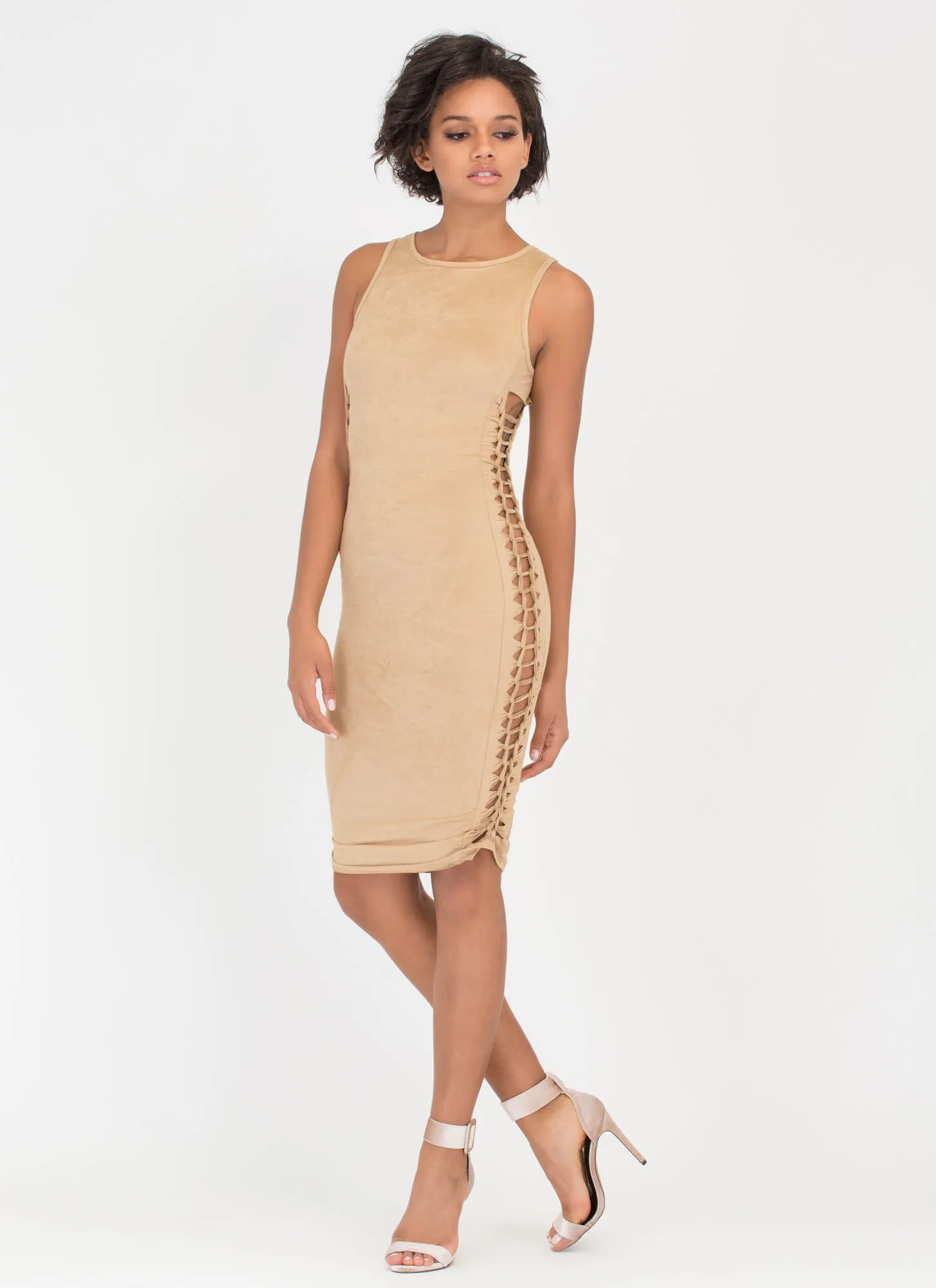 Weave It To Me Faux Suede Dress