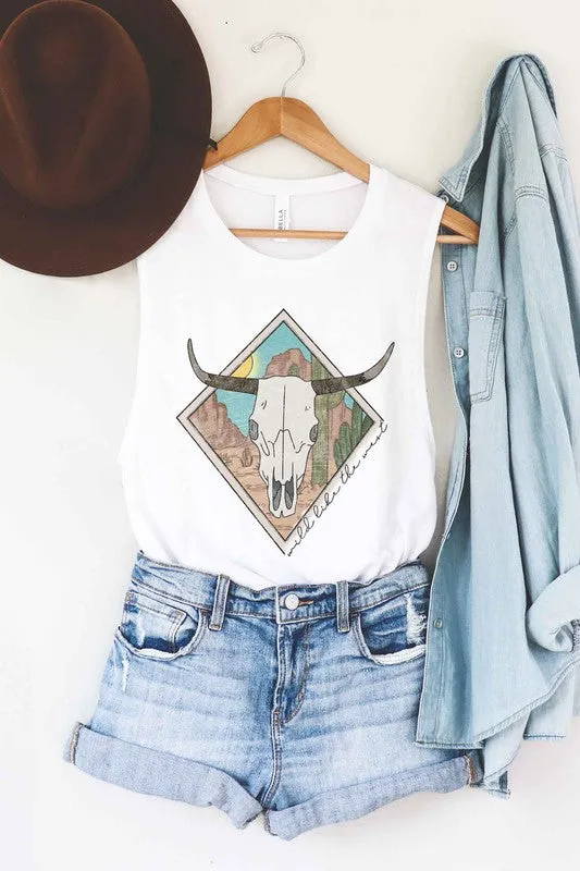 WILD WEST CATTLE GRAPHIC MUSCLE TANK