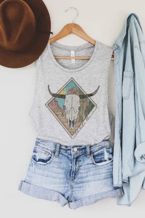 WILD WEST CATTLE GRAPHIC MUSCLE TANK