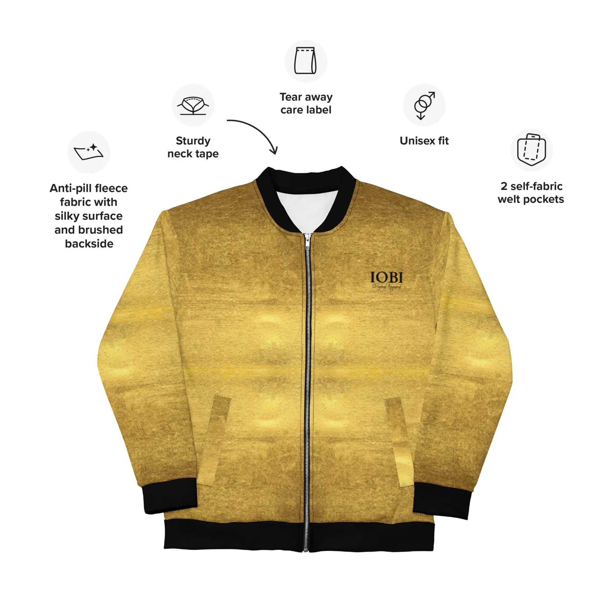 Women Bomber Jacket With Pockets Zipper Premium Quality Space Gold Exploration Design by IOBI Original Apparel